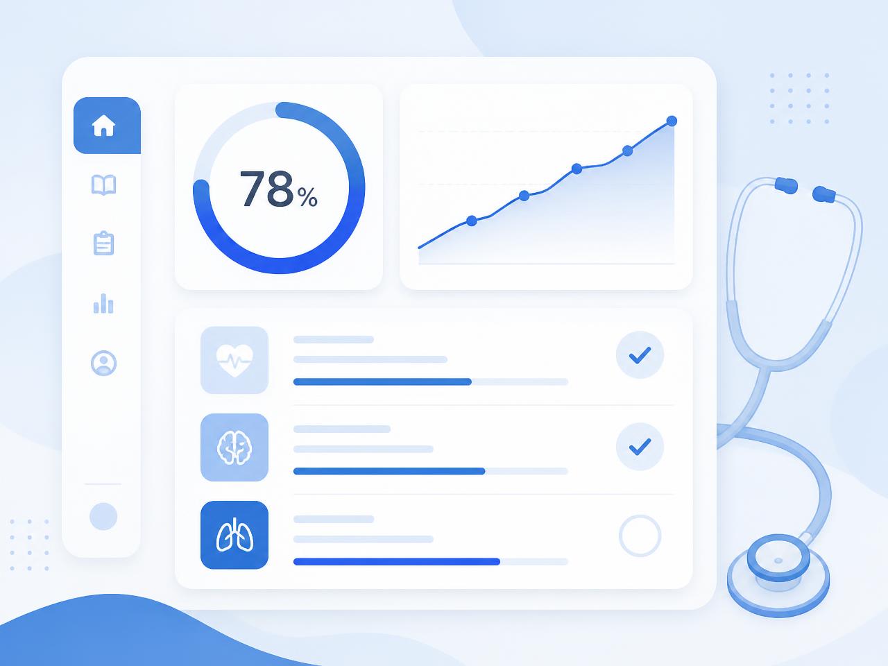 HOSA Prep dashboard showing a readiness score, progress chart and study tasks